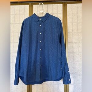 Nautica Men's Blue Patterned Button-Up Shirt, XL